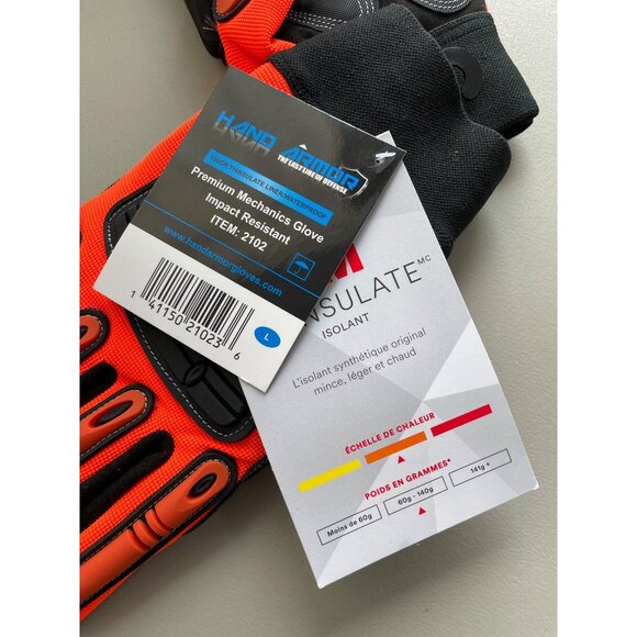 Hand Armour Premium Mechanics Gloves Size L Impact Resistant Orange Black NEW - Picture 4 of 6
